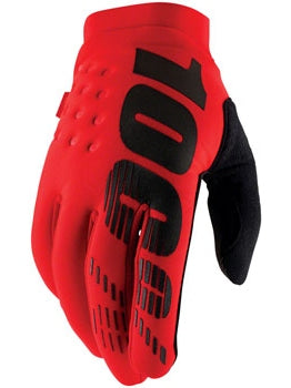 100% Brisker Gloves - Red, Full Finger, Men's, Medium