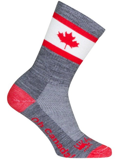 SockGuy Oh Canada Wool Socks - 6 inch, Gray/Red/White
