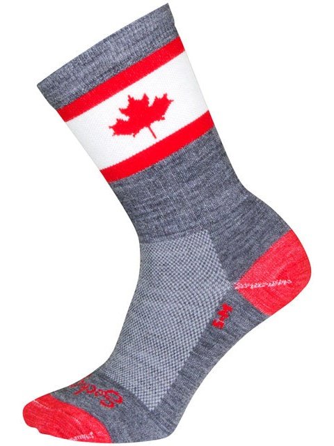 SockGuy Oh Canada Wool Socks - 6 inch, Gray/Red/White