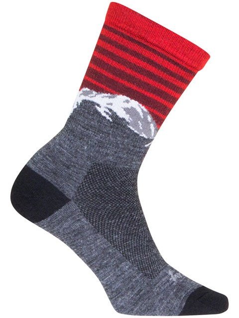 SockGuy Summit Wool Socks - 6 inch, Gray/Red/White