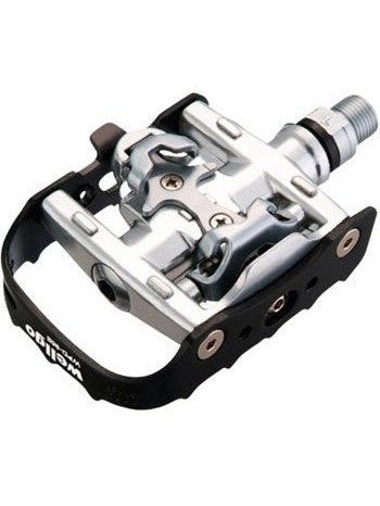Wellgo WPD-95B Pedals - Single Side Clipless with Platform, Aluminum, 9/16", Black/Silver