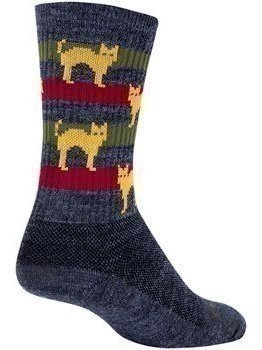 SockGuy Wool Catz Socks - 6 inch, Gray/Yellow/Red