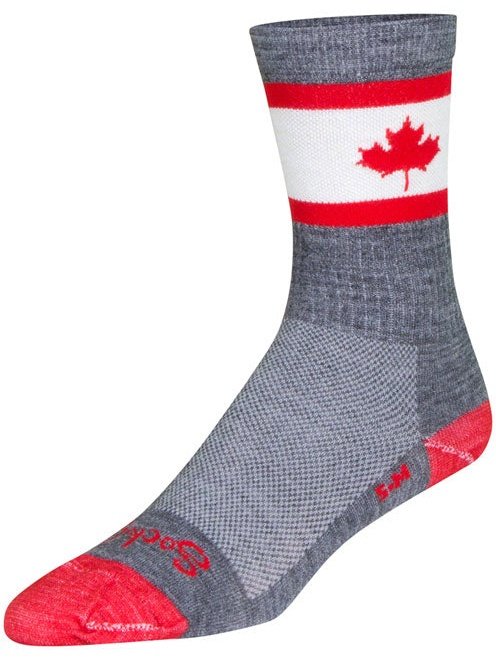 SockGuy Oh Canada Wool Socks - 6 inch, Gray/Red/White